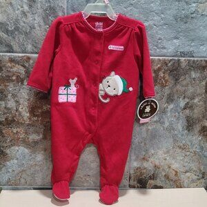 Child of Mine Carters Red Christmas Footed Sleeper My 1st Christmas 0-3 mos